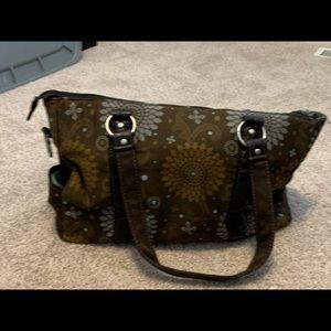 Thirty-one overnight bag, brown floral print.